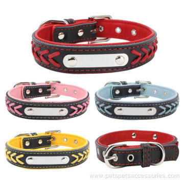 Hot Selling Durable Luxury Leather Engrave Dog Collar